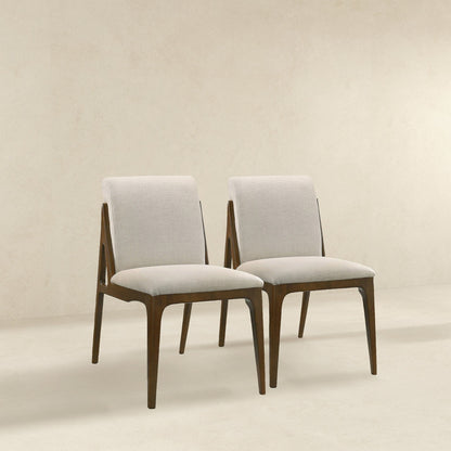 Elegant dining chair set HouseOfZazla in light beige upholstery with wood legs, 2 chairs on Tampa Home & Garden Store