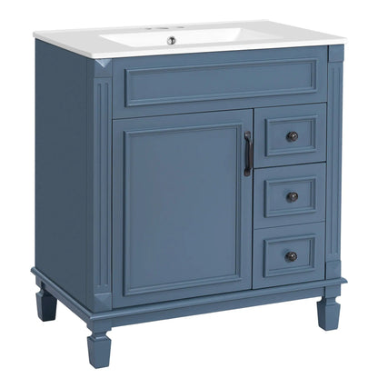 Bathroom Vanity With Sink and Cabinet Two Drawers
