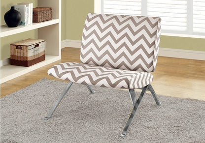 Accent Chair armless with taupe-white chevron fabric and metal legs Unique Piece Furniture on Tampa Home & Garden Store