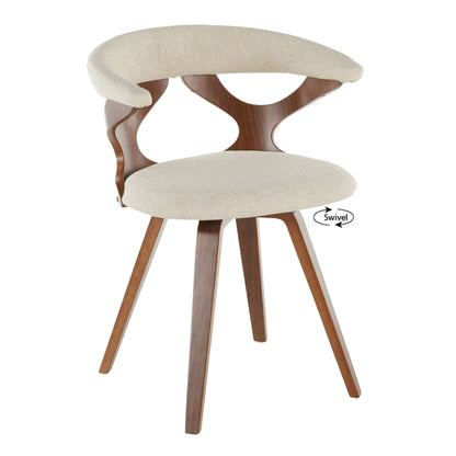 Mid-Century modern kids' dining chair with swivel cream upholstery and curved wood legs on Tampa Home & Garden Store