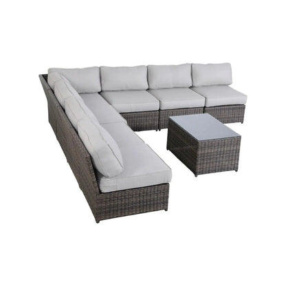 Comfortable modern patio rattan sectional set with light gray cushions, 2-piece outdoor set on Tampa Home & Garden Store