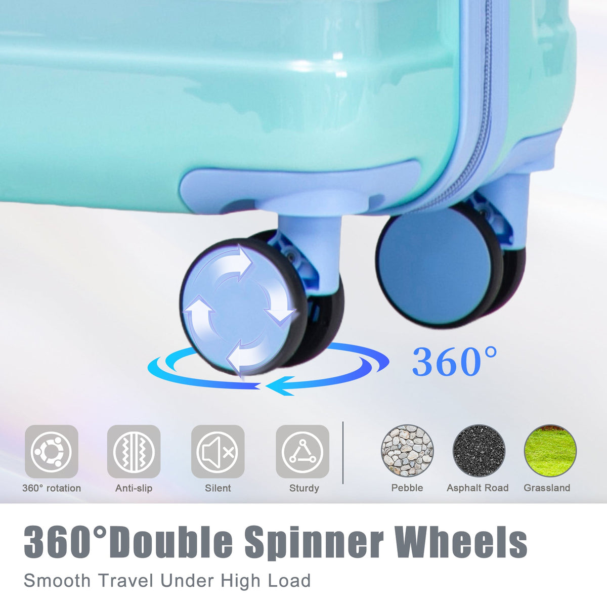 3-Piece PC Spinner Wheel Luggage Set pastel aqua hard case luggage HouseOfZazla on Tampa Home & Garden Store