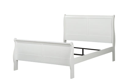 Louis Philippe Sleigh Style Bed white wooden bed with curved headboard and footboard by HouseOfZazla on Tampa Home & Garden Store