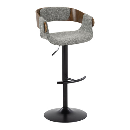 Mid-Century Modern adjustable barstool with swivel, gray tweed fabric on Tampa Home & Garden Store