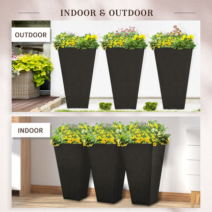 Outsunny outdoor planters set of 3 large tapered black plastic planters with drainage holes and plugs on Tampa Home & Garden Store