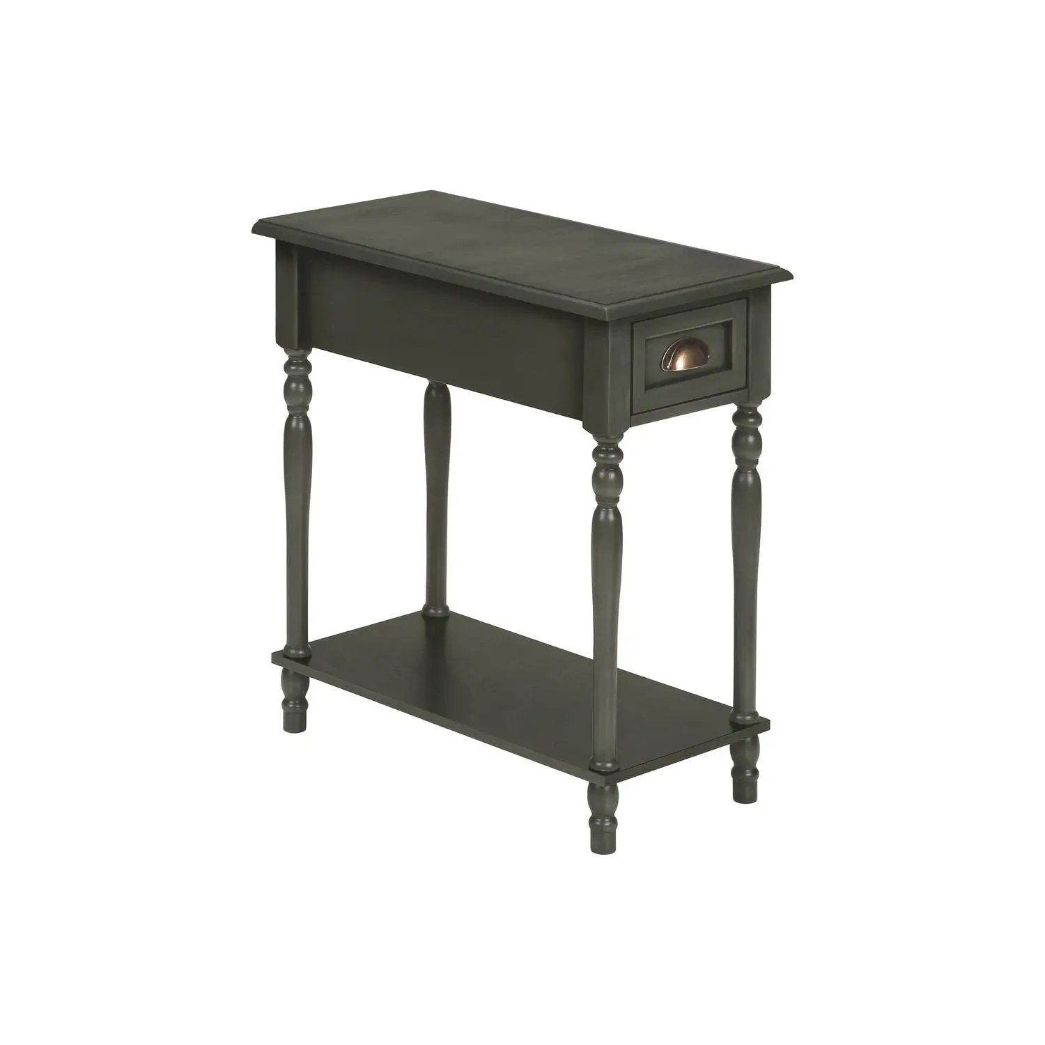 Accent Side Table, 2-tier with drawer, dark espresso finish turned legs by Unique Piece Furniture on Tampa Home & Garden Store