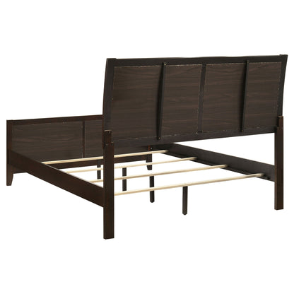 Queen panel bed in dark brown wood with panel headboard and footboard by HouseOfZazla on Tampa Home & Garden Store