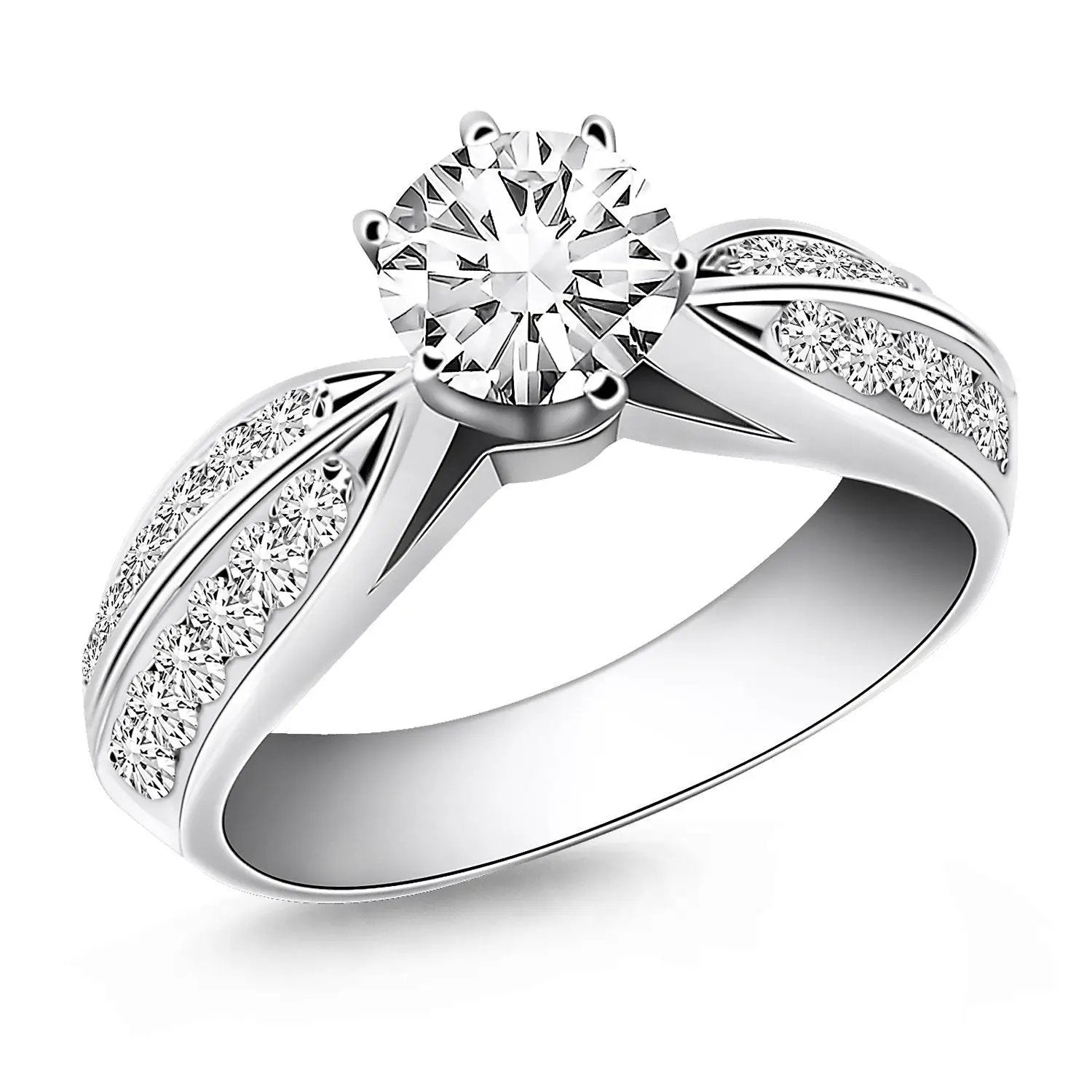 Engagement ring 14k white gold cathedral double-row pave diamonds Bids.com on Tampa Home & Garden Store