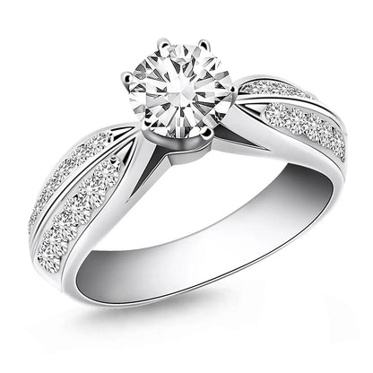 Engagement ring 14k white gold cathedral double-row pave diamonds Bids.com on Tampa Home & Garden Store