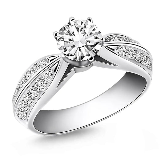 Engagement ring 14k white gold cathedral double-row pave diamonds Bids.com on Tampa Home & Garden Store