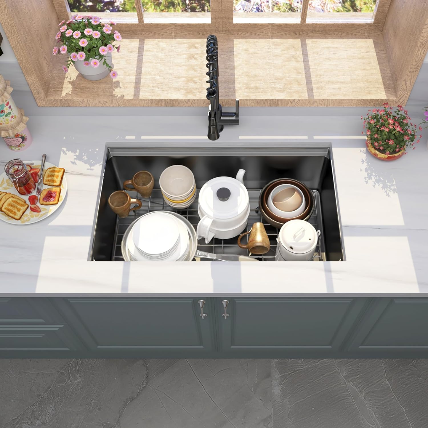 33 Inch Gunmetal Undermount Workstation Sink