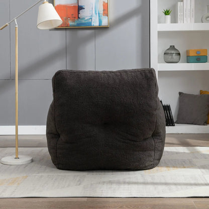 Soft Teddy Fabric Bean Bag Chair With Tufted Foam