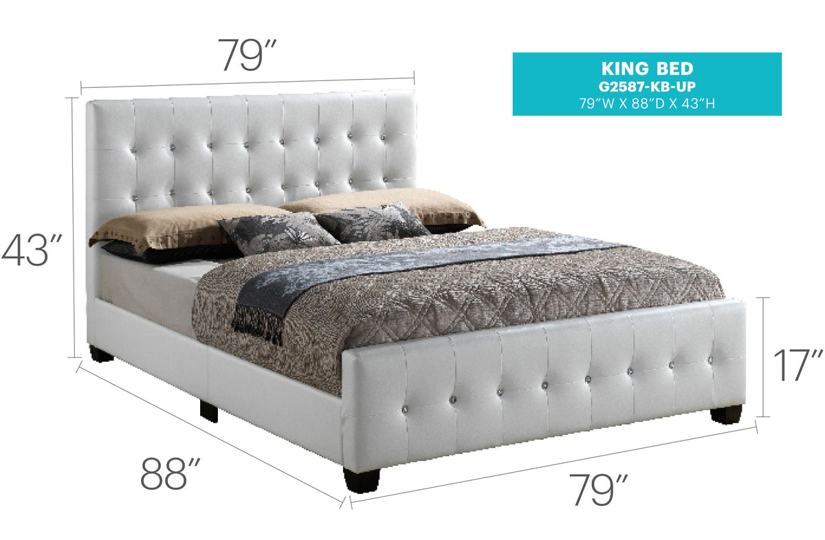 Stylish Transitional King Bed in light gray fabric with tufted headboard HouseOfZazla on Tampa Home & Garden Store
