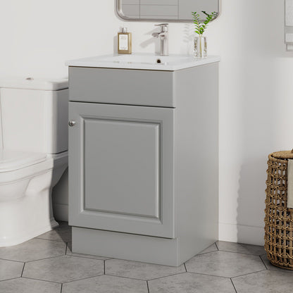 Bathroom vanity with sink and adjustable shelf in gray finish by HouseOfZazla on Tampa Home & Garden Store