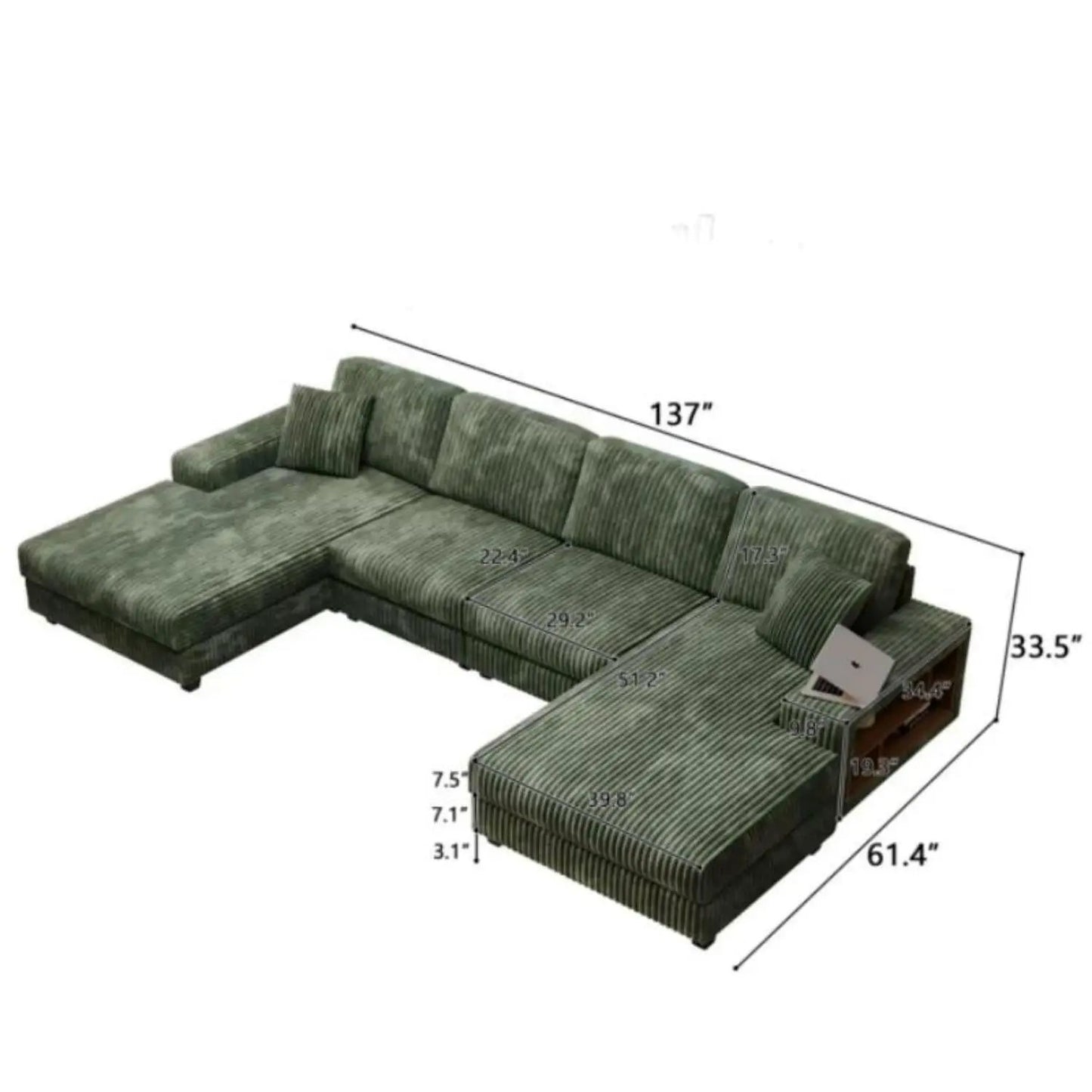 U Shaped Convertible Sofa Four Seater Lounge