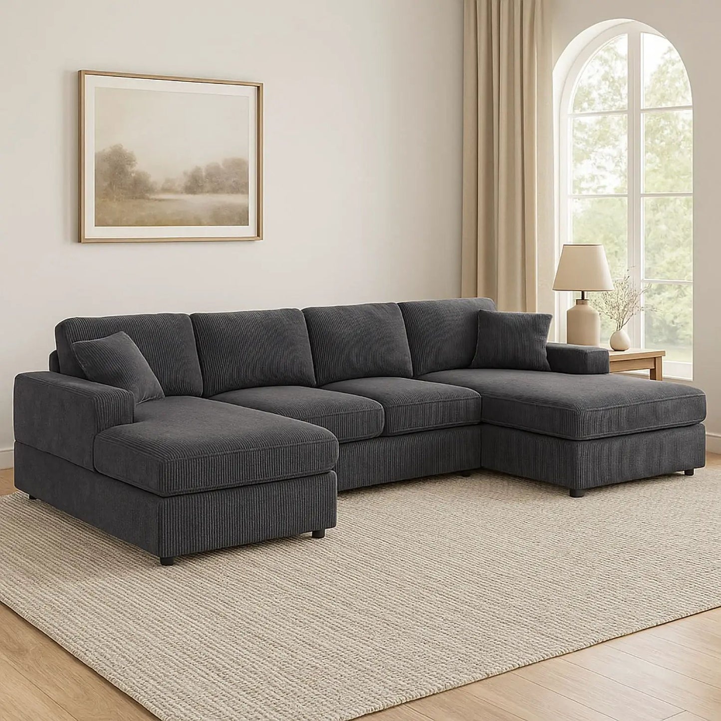 3 Piece Double Chaise Sectional Sofa for Family