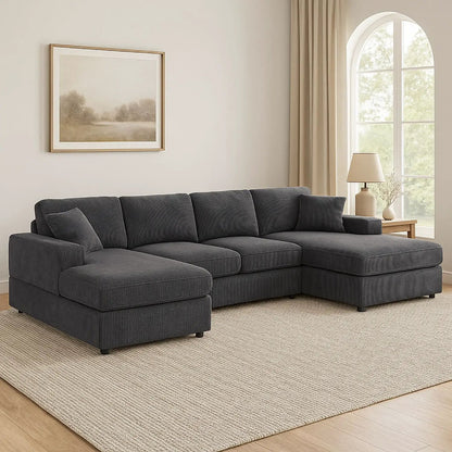 3 Piece Double Chaise Sectional Sofa for Family