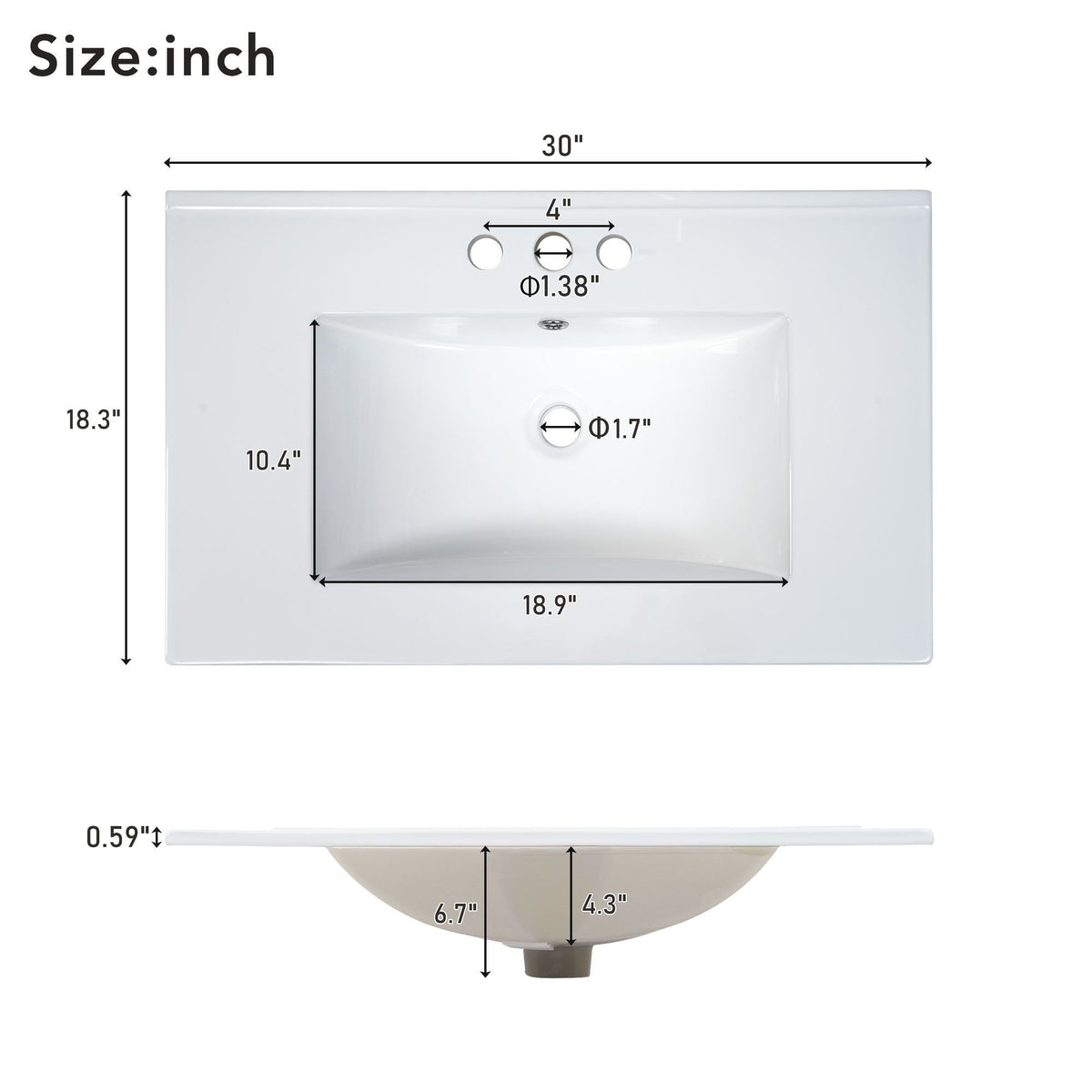 Modern bathroom vanity with ceramic sink and soft-close doors by HouseOfZazla white finish on Tampa Home & Garden Store