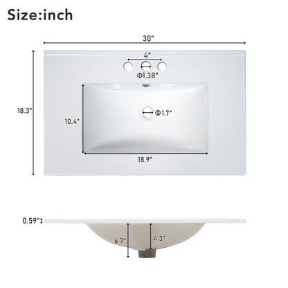 Modern bathroom vanity with ceramic sink and soft-close doors by HouseOfZazla white finish on Tampa Home & Garden Store