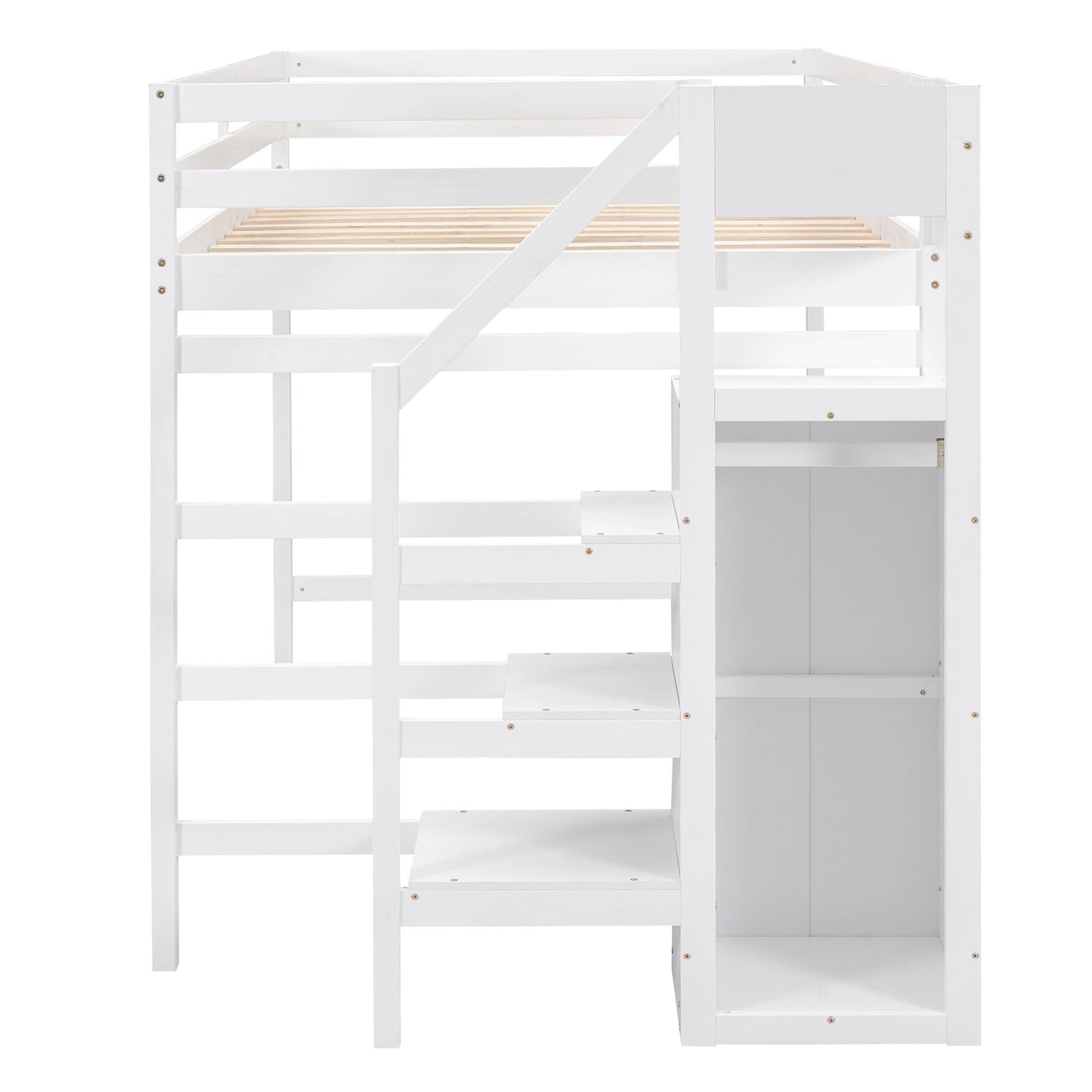 Loft bed with built-in storage wardrobe and staircase in white by HouseOfZazla on Tampa Home & Garden Store
