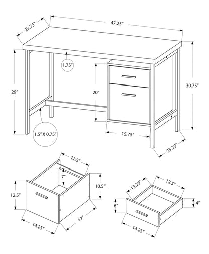 Computer desk with left-right setup and storage drawers, modern design, 47.25in long on Tampa Home & Garden Store