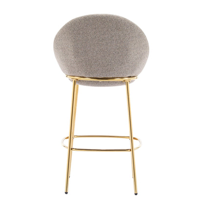 Celano Upholstered Barstool, gray fabric seat with gold metal legs by HouseOfZazla on Tampa Home & Garden Store