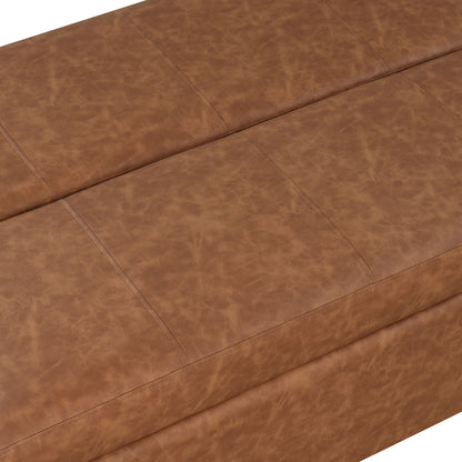 Twin size folding ottoman sleeper bed in brown faux leather with stitched HouseOfZazla on Tampa Home & Garden Store