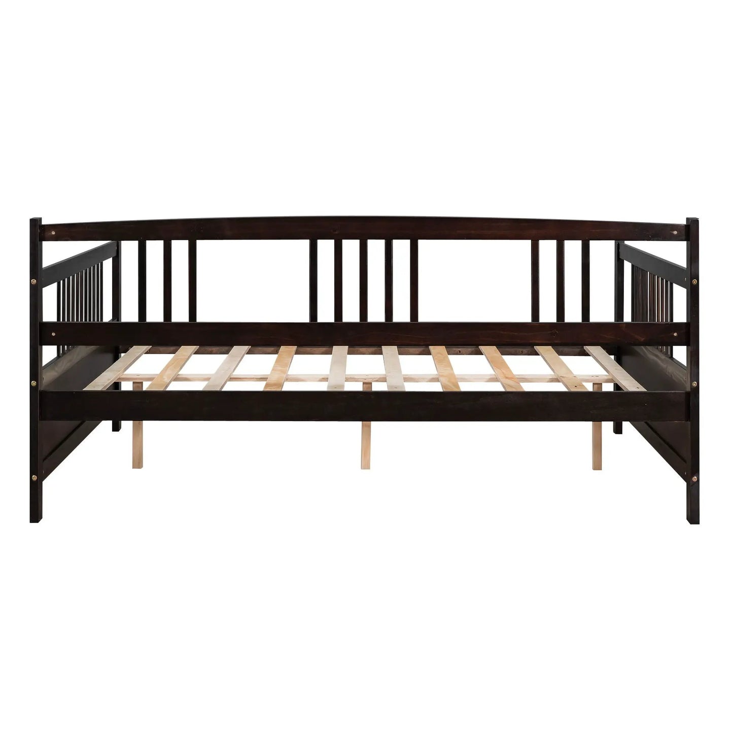 Multifunctional modern daybed storage frame in dark wood with vertical slats on Tampa Home & Garden Store