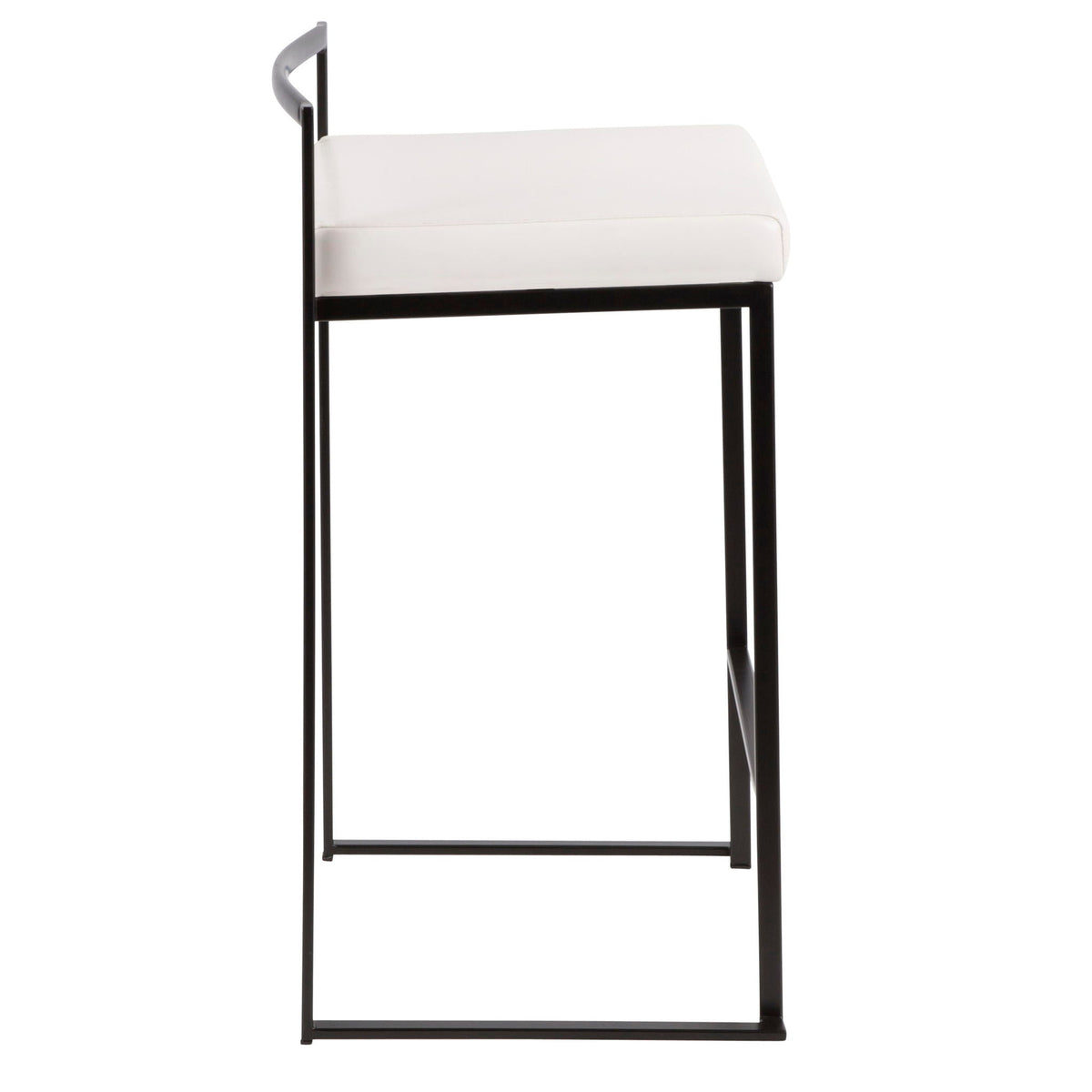 Stackable Counter Stool with Cushioned White Seat and Black Metal Frame, HouseOfZazla on Tampa Home & Garden Store