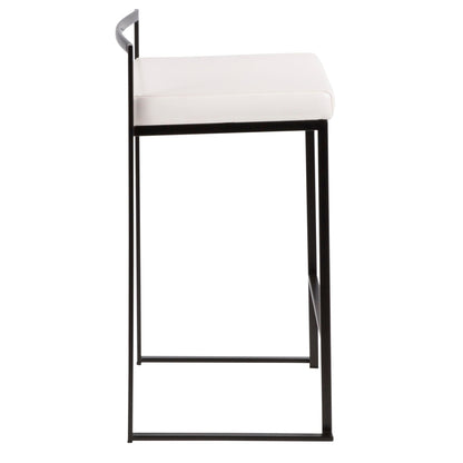 Stackable Counter Stool with Cushioned White Seat and Black Metal Frame, HouseOfZazla on Tampa Home & Garden Store