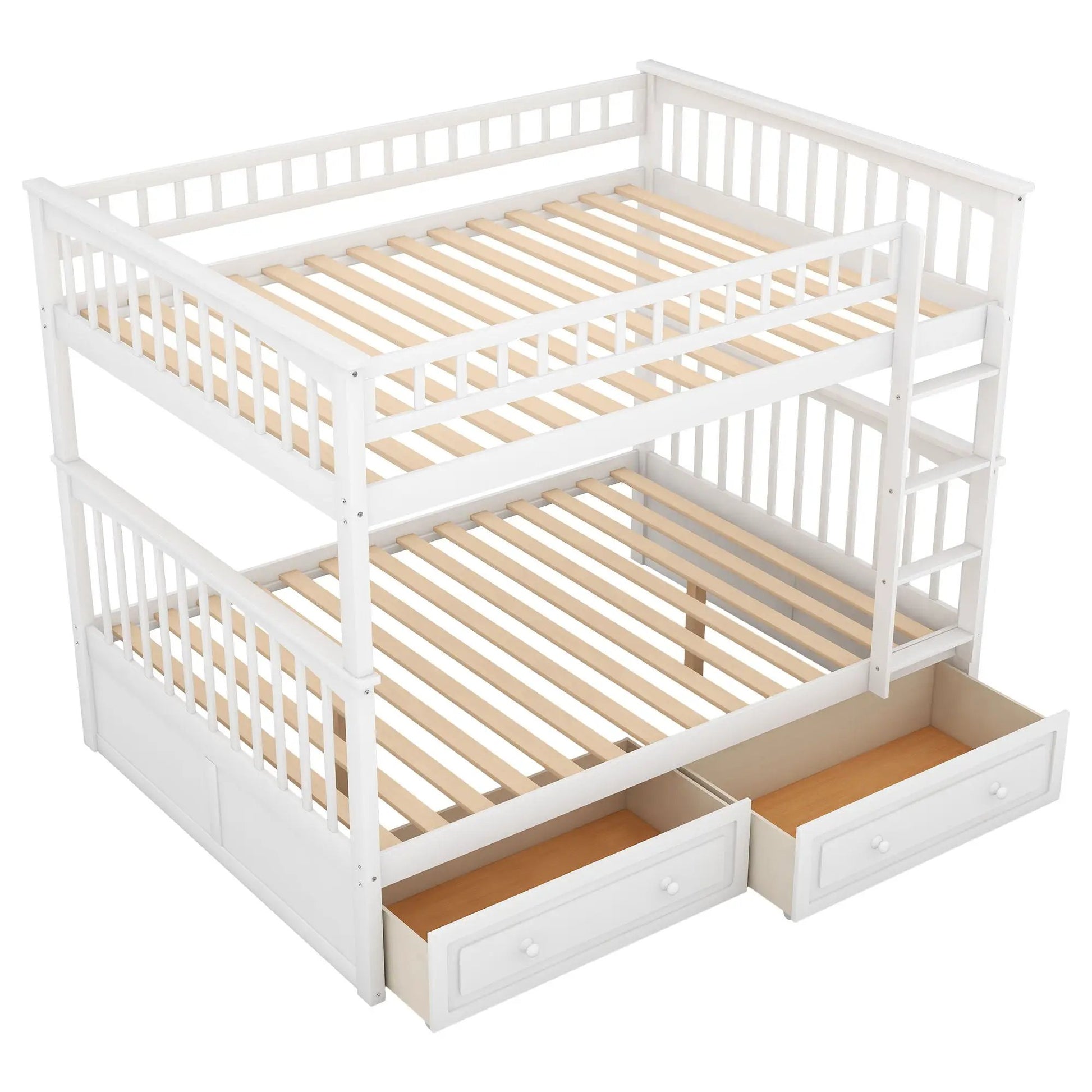 Bunk Bed With Drawers white finish slatted rails under-bed drawers Unique Piece Furniture on Tampa Home & Garden Store