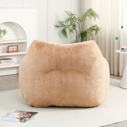 Beanbag sofa chair with armrests in tan fabric, high-density foam by Unique Piece Furniture on Tampa Home & Garden Store