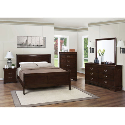 Sleigh Bed by HouseOfZazla in dark espresso wood with panel headboard and footboard on Tampa Home & Garden Store