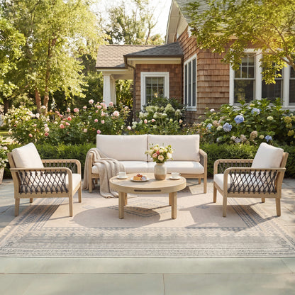 4 Piece Acacia Wood Outdoor Patio and Garden Set