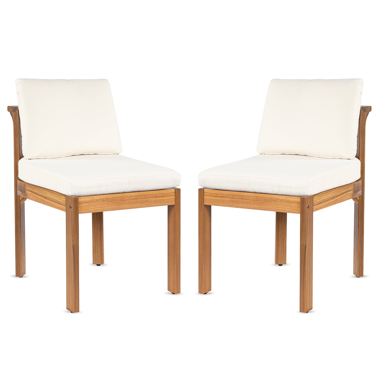 Acacia Wood Outdoor Dining Chairs Set of Two Teak