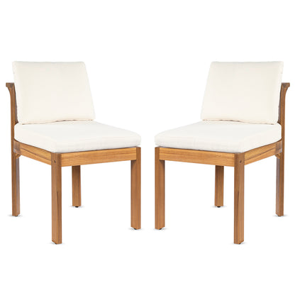 Acacia Wood Outdoor Dining Chairs Set of Two Teak