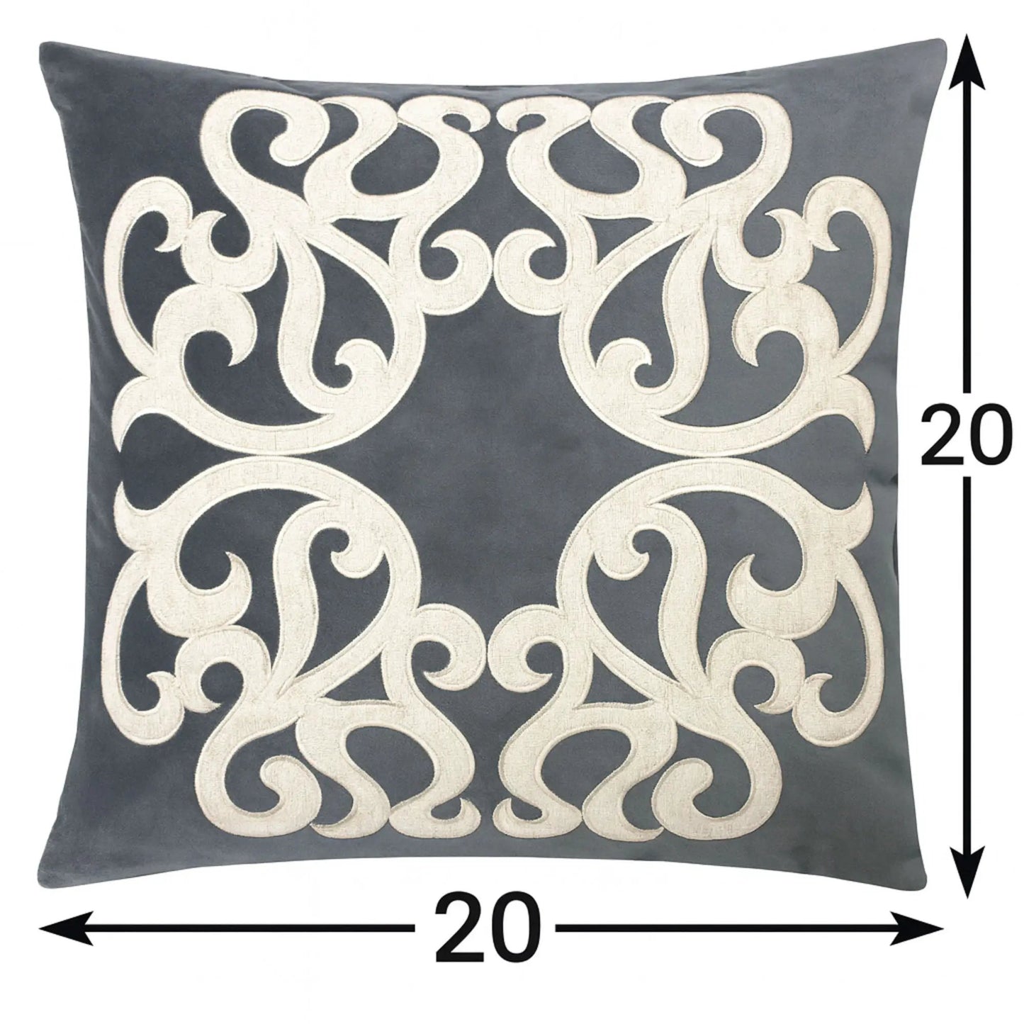 Dora pillow cover with back, blue-gray fabric and cream pattern by Unique Piece Furniture on Tampa Home & Garden Store