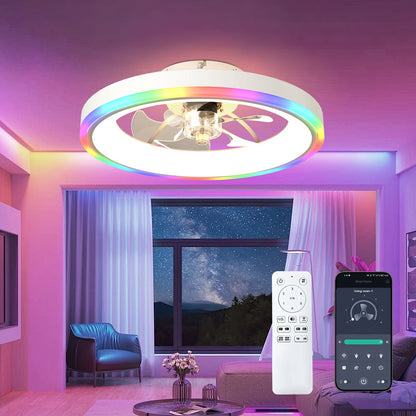 19.7 in modern RGB ceiling fan with lights by HouseOfZazla; ring, rainbow LED, remote control on Tampa Home & Garden Store