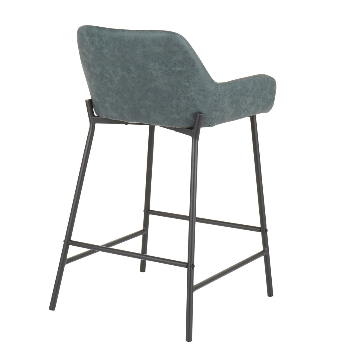 Counter stool set with upholstered blue-gray seat and back, black metal legs HouseOfZazla on Tampa Home & Garden Store