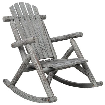 Durable Fir Log Porch Rocker rocking chair by HouseOfZazla, weathered wood finish on Tampa Home & Garden Store