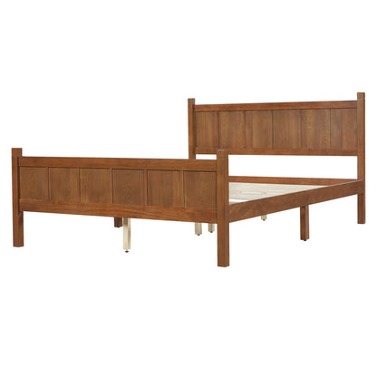 Queen Size flat panel bed with headboard & footboard in warm brown wood finish HouseOfZazla on Tampa Home & Garden Store