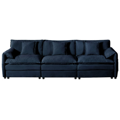 HouseOfZazla navy blue modern comfy deep-seat modular sectional sofa with cushions on Tampa Home & Garden Store