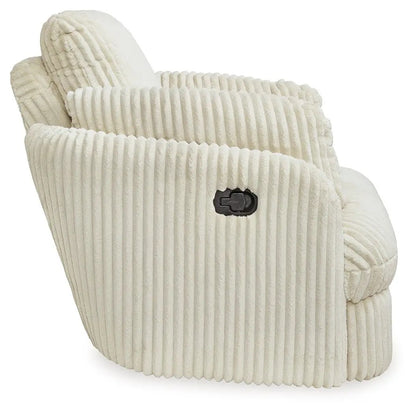 Tie-breaker swivel glider recliner in cream corduroy fabric by Unique Piece Furniture on Tampa Home & Garden Store