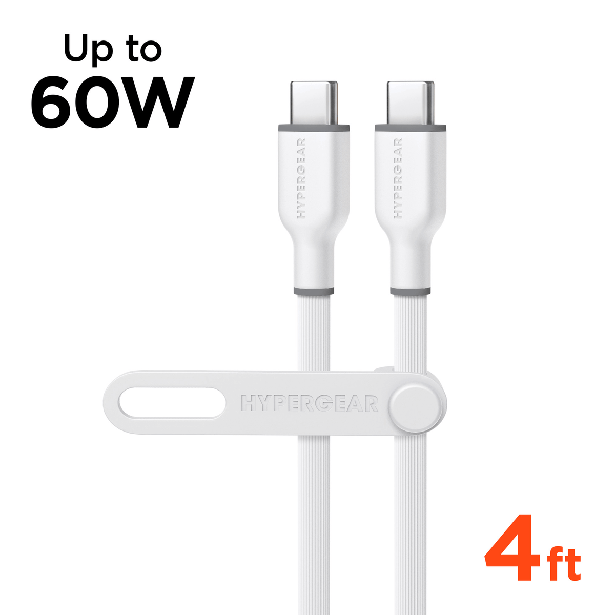 Flexi PRO USB-C to USB-C Cable 4ft, white with gray accents, two cables, Best Product Finds on Tampa Home & Garden Store