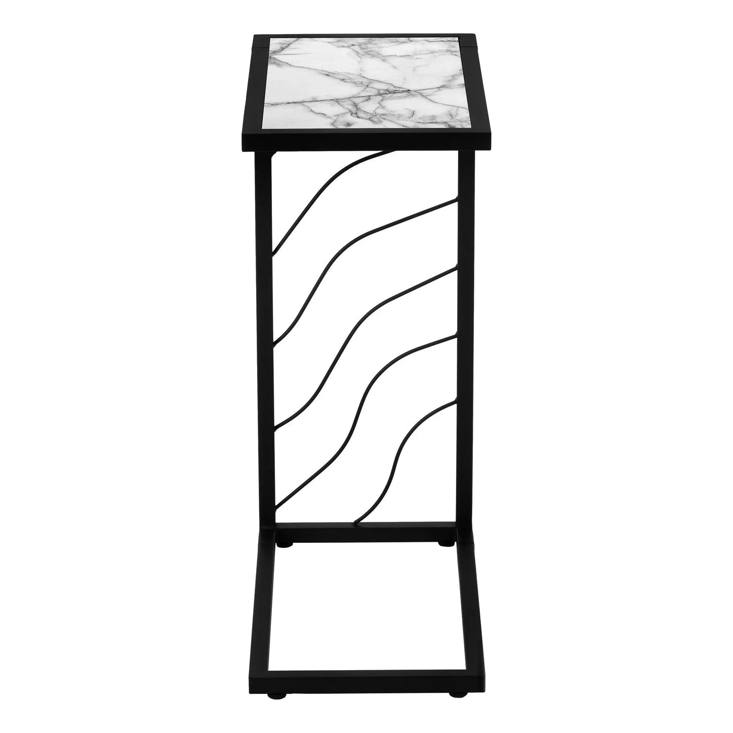 Accent Table, C-shaped black metal frame with marble top by Unique Piece Furniture on Tampa Home & Garden Store