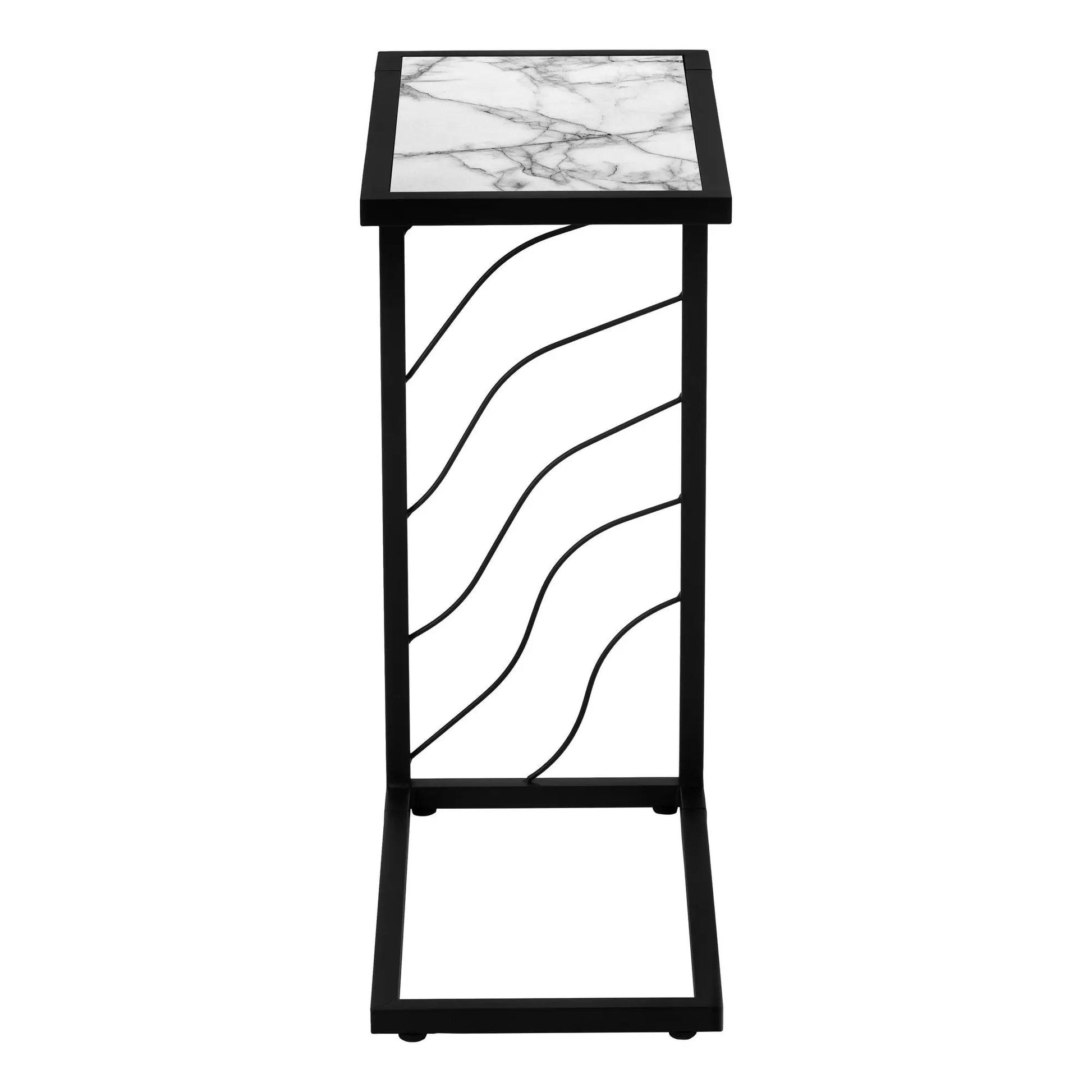 Accent Table, C-shaped black metal frame with marble top by Unique Piece Furniture on Tampa Home & Garden Store