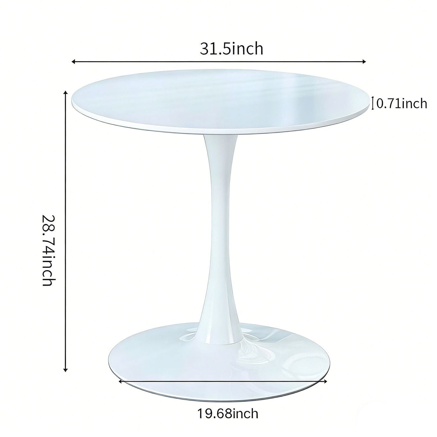 Mid-Century Tulip Dining Table by HouseOfZazla with white top and pedestal base, 31.5in dia on Tampa Home & Garden Store