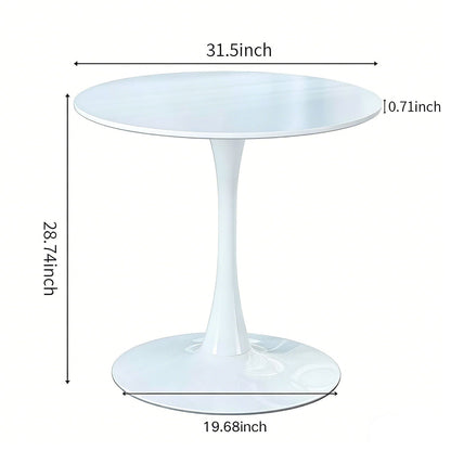 Mid-Century Tulip Dining Table by HouseOfZazla with white top and pedestal base, 31.5in dia on Tampa Home & Garden Store
