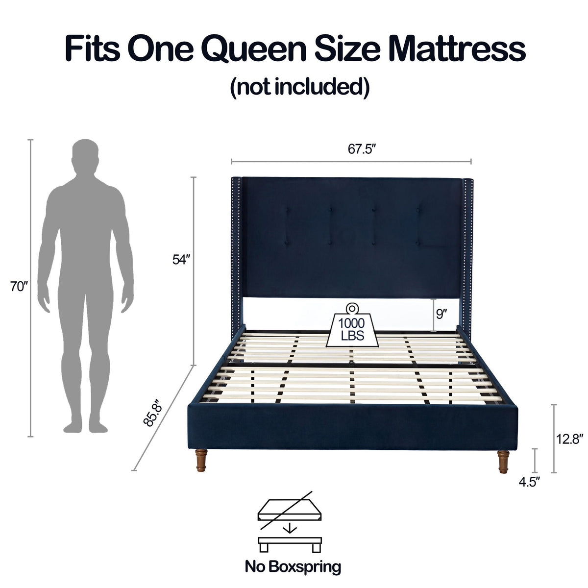 Peyton Upholstered Bed and a 54 Inch Headboard