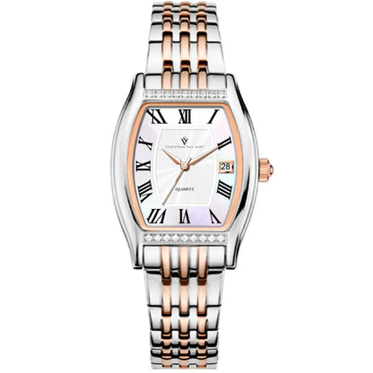 Christian Van Sant Gemma watch, two-tone silver-rose gold bracelet, Roman numerals on Tampa Home & Garden Store